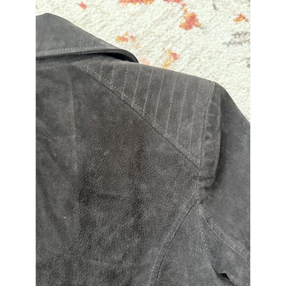 Bcbg Generation Women Genuine Suede Leather Moto Jacket Zip In Dark Brown - Picture 10 of 16